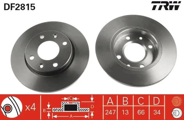 ÖN FREN AYNASI PEUGEOT P206 98>12 P306 93>01 CITROEN XSARA 97>05 ABS SİZ 247x13x4DL DOLU SOĞUTMASIZ