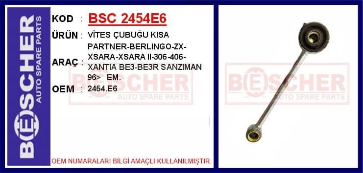 VİTES ÇUBUĞU KISA PARTNER-BERLINGO-ZX-XSARA-XSARA II-306-406-XANTIA BE3-BE3R SANZIMAN 96> EM.