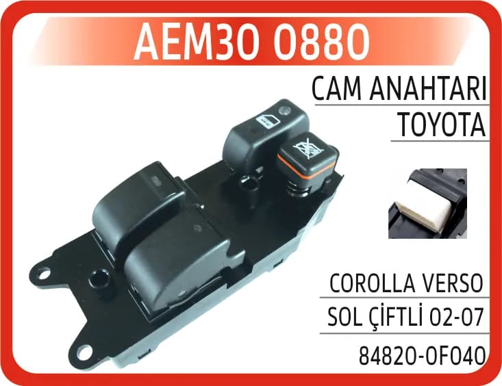 CAM AÇMA DÜĞMESİ SOL ÇİFTLİ TOYOTA COROLLA 1.4L 1.6L 4ZZ-FE 3ZZ-FE ZZE120 ZZE121 VVTi SEDAN 02-06 / 1.4L 1NDTV NDE120 04-06 / VERSO 1.6L 3ZZ-FE ZNR10 04-09 2.2L 2ADFTV AUR10 04-09